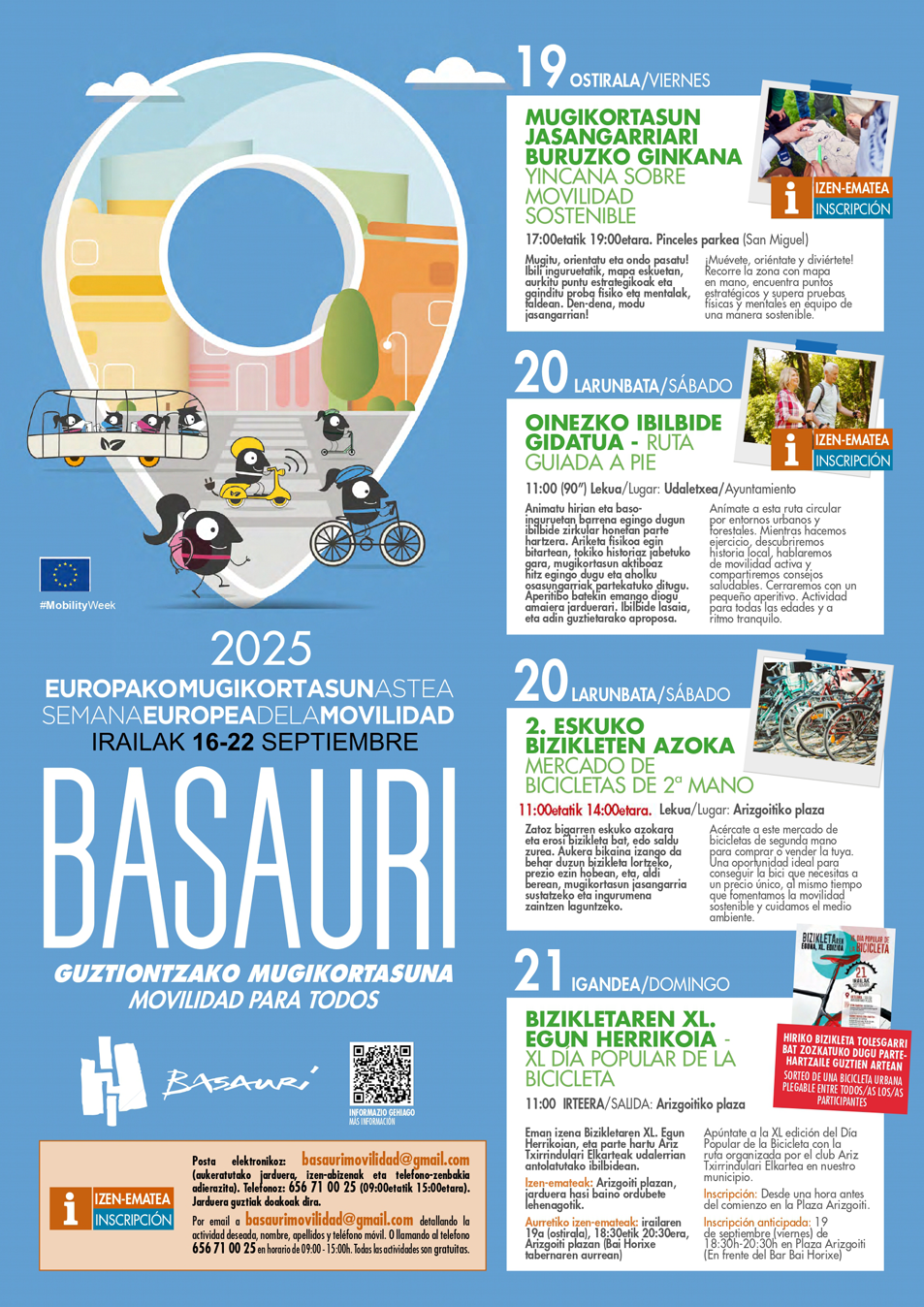 Semana europea de la movilidad en Basauri Programa actividades Basauri 2025